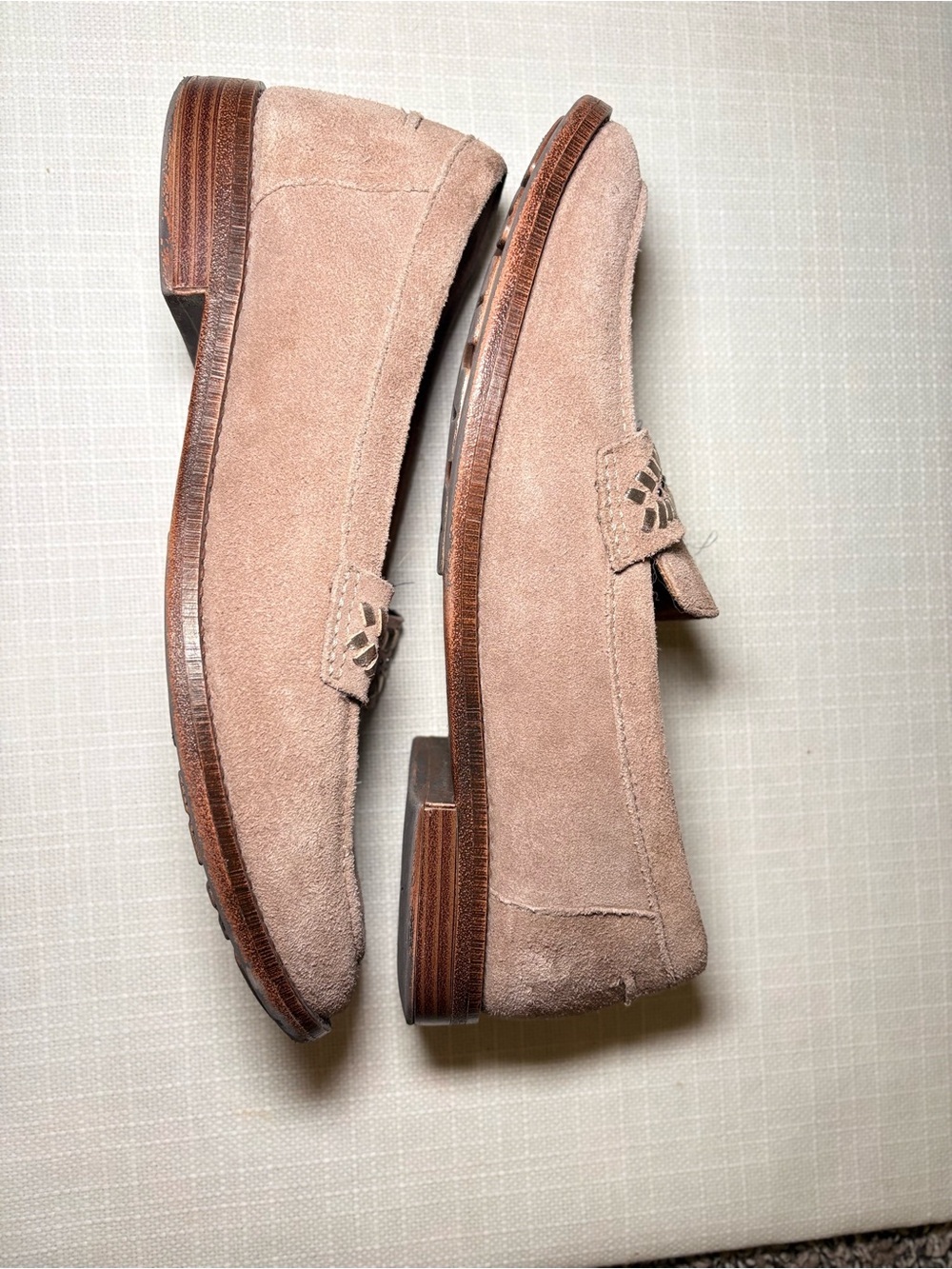 Brioso Taupe Suede Loafers | Women's Comfort Slip-On Moccasins | Boho Western - Picture 4 of 10